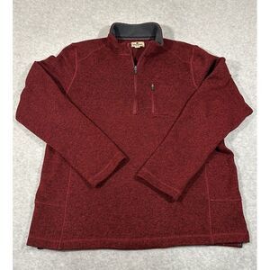 Woolrich Sweatshirt Mens XL Red Black 1/4 Zip Long Sleeve Pullover Mock‎ Neck
